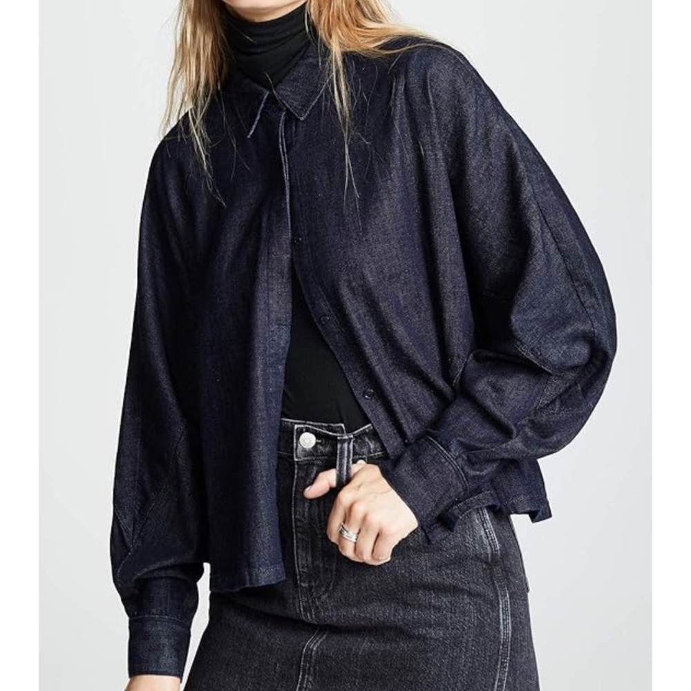 AG Adriano Oversized Goldschmied Women's Acoustic Chambray Button Up Shirt